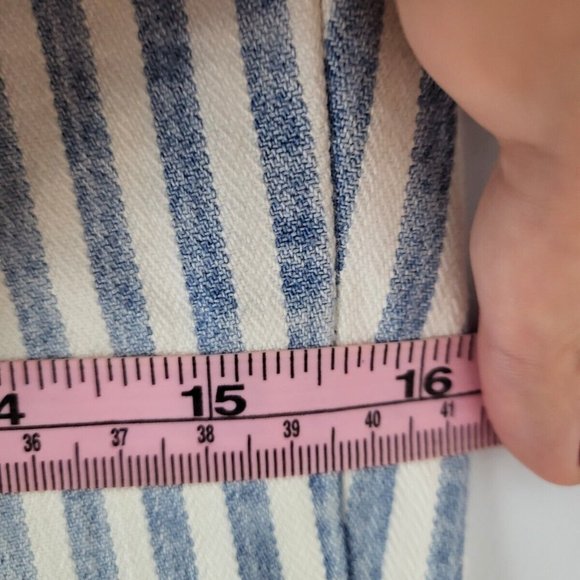 EUC Pilcro and the Letterpress Railroad White Blue Stripe Straight Jeans Size 25 - Picture 5 of 11